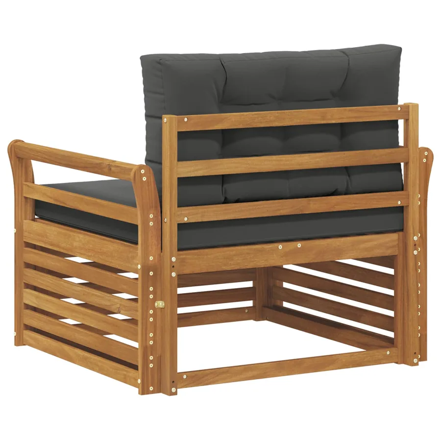 Canapé d’extérieur Bois d'acacia massif et polyester - 5