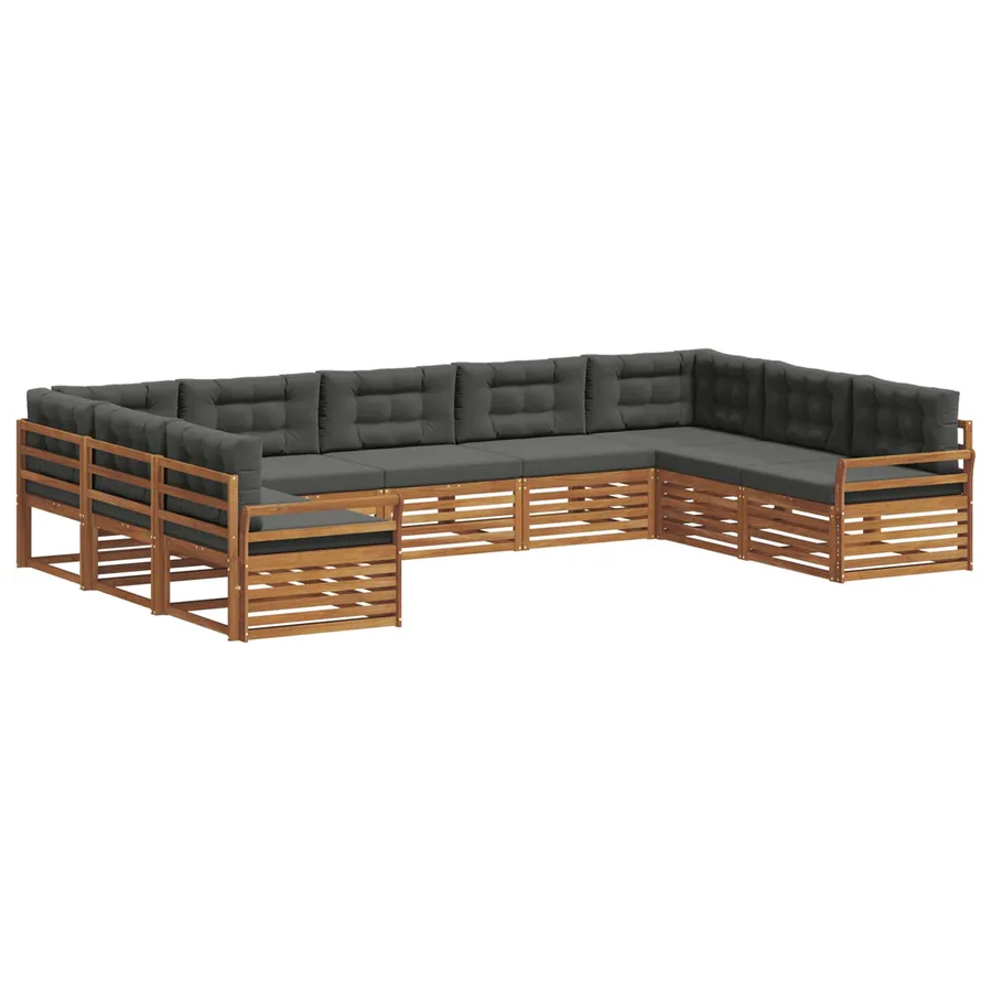 Ensemble de canapés d'extérieur 9 pcs Naturel et Anthracite - 2