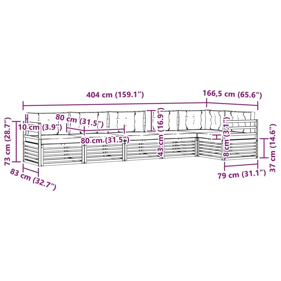 Ensemble de canapés d'extérieur 6 pcs Naturel et Anthracite - 10