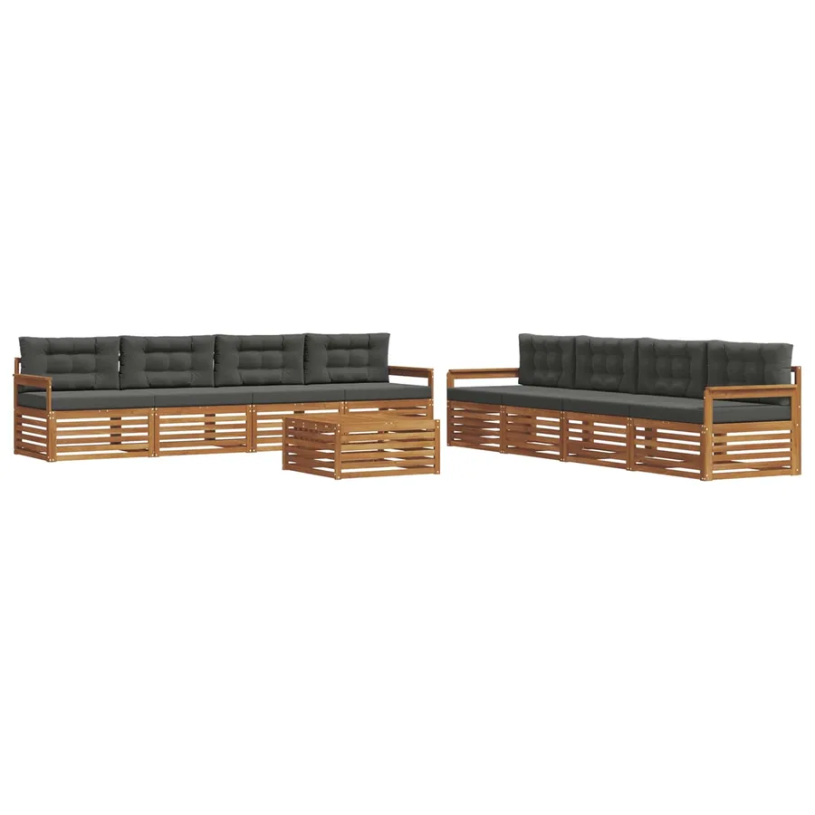 Ensemble de canapés d'extérieur 9 pcs Naturel et Anthracite - 2