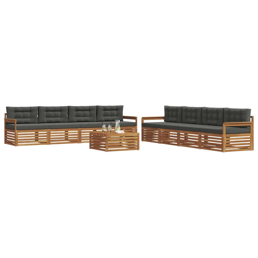 Ensemble de canapés d'extérieur 9 pcs Naturel et Anthracite - 3