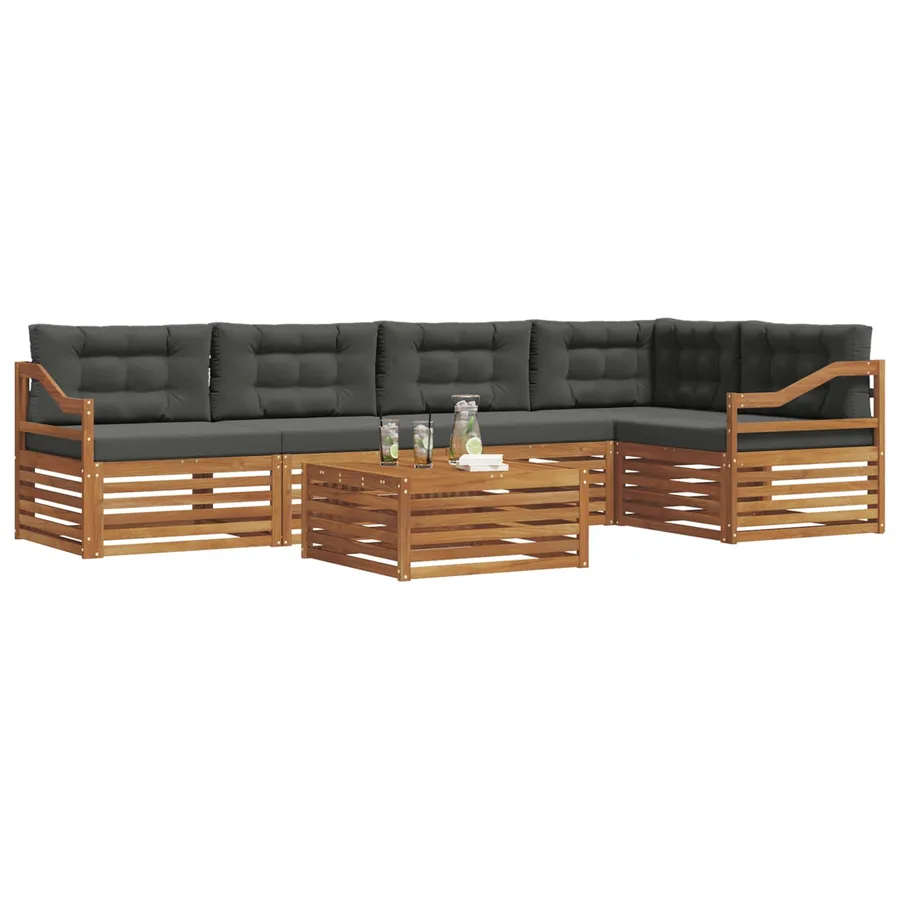 Ensemble de canapés d'extérieur 6 pcs Naturel et Anthracite - 3