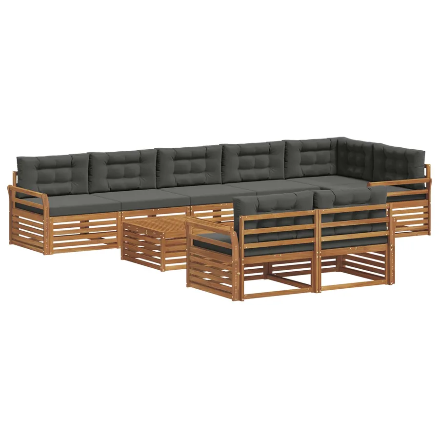 Ensemble de canapés d'extérieur 9 pcs Naturel et Anthracite - 2