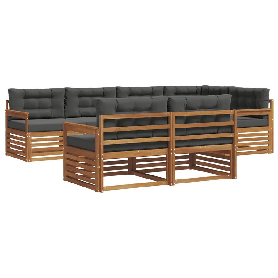 Ensemble de canapés d'extérieur 7 pcs Naturel et Anthracite - 2