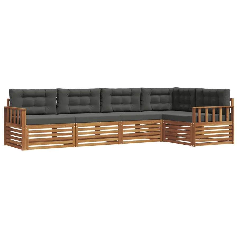 Ensemble de canapés d'extérieur 5 pcs Naturel et Anthracite - 2