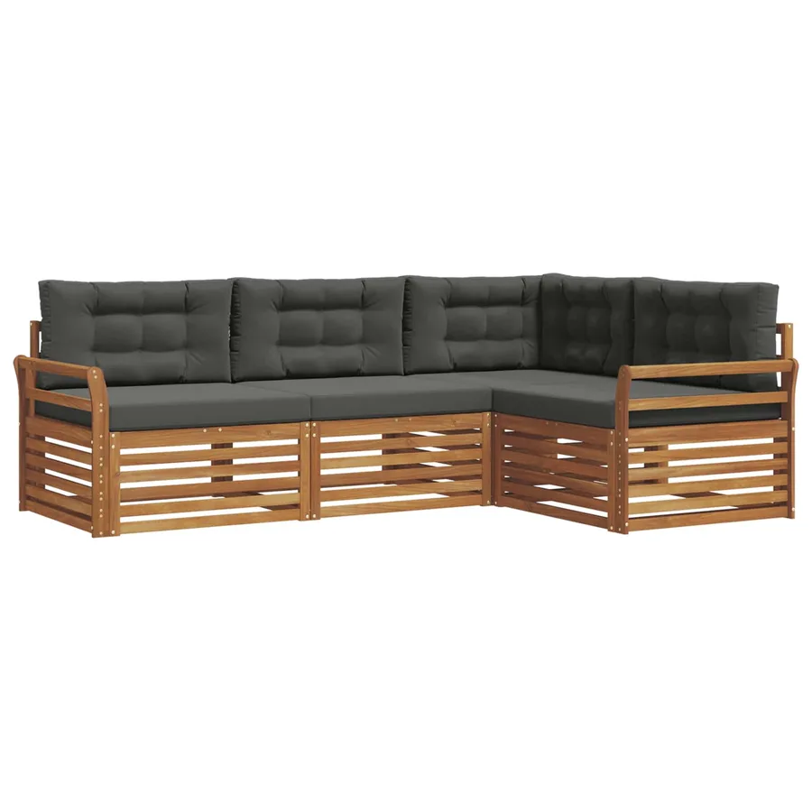 Ensemble de canapés d'extérieur 4 pcs Naturel et Anthracite - 2