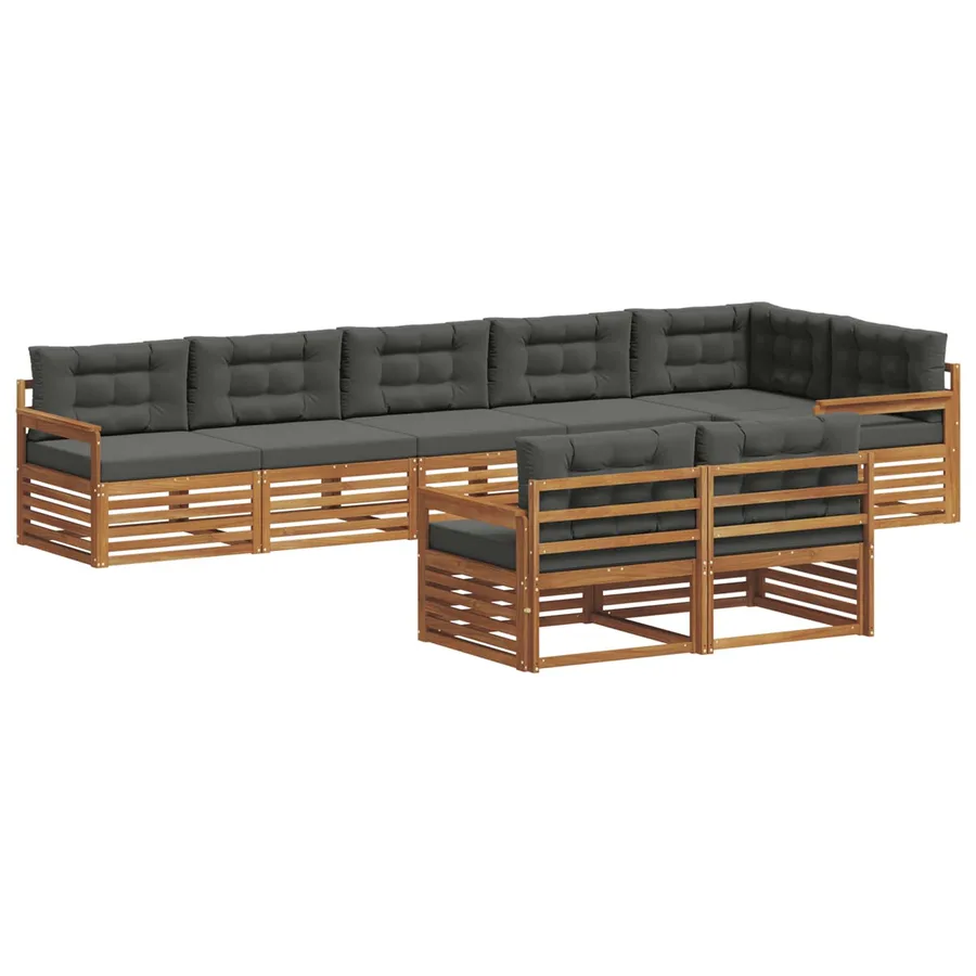 Ensemble de canapés d'extérieur 8 pcs Naturel et Anthracite - 2