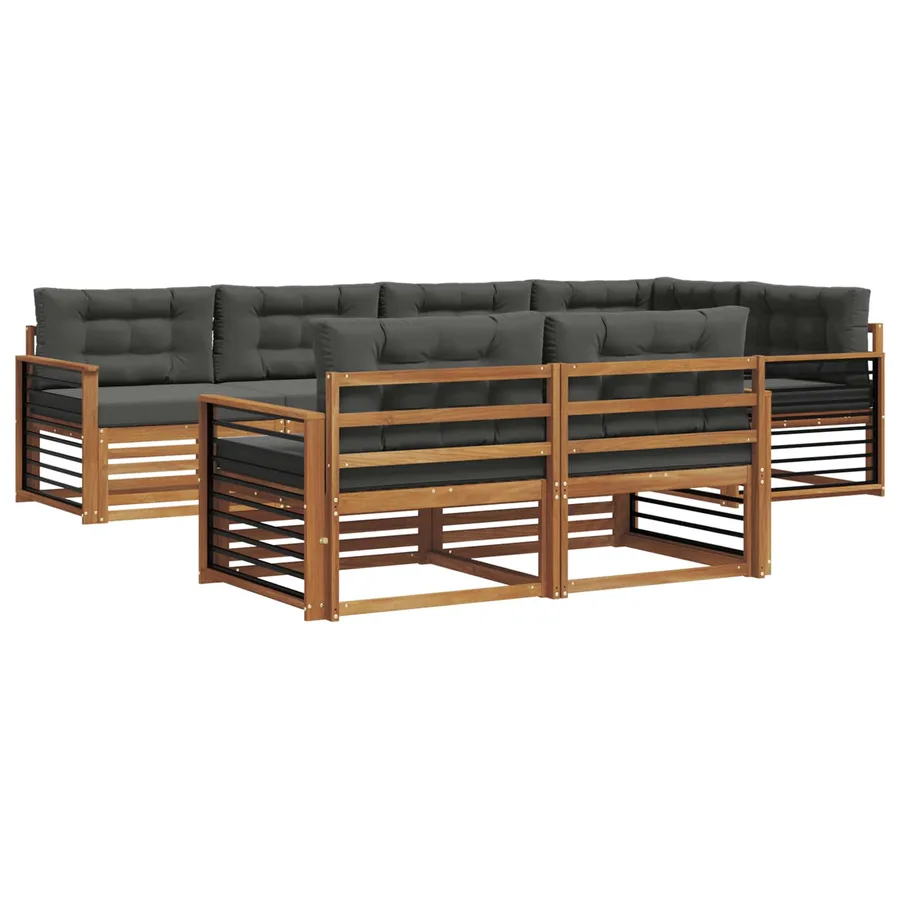 Ensemble de canapés d'extérieur 7 pcs Naturel et Anthracite - 2