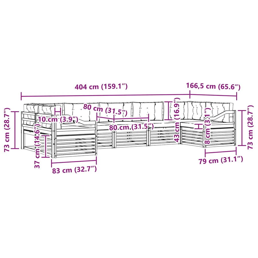 Ensemble de canapés d'extérieur 7 pcs Naturel et Anthracite - 9