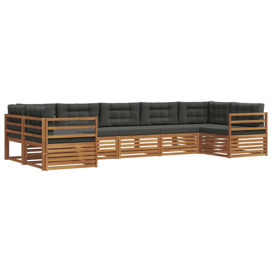Ensemble de canapés d'extérieur 7 pcs Naturel et Anthracite - 2