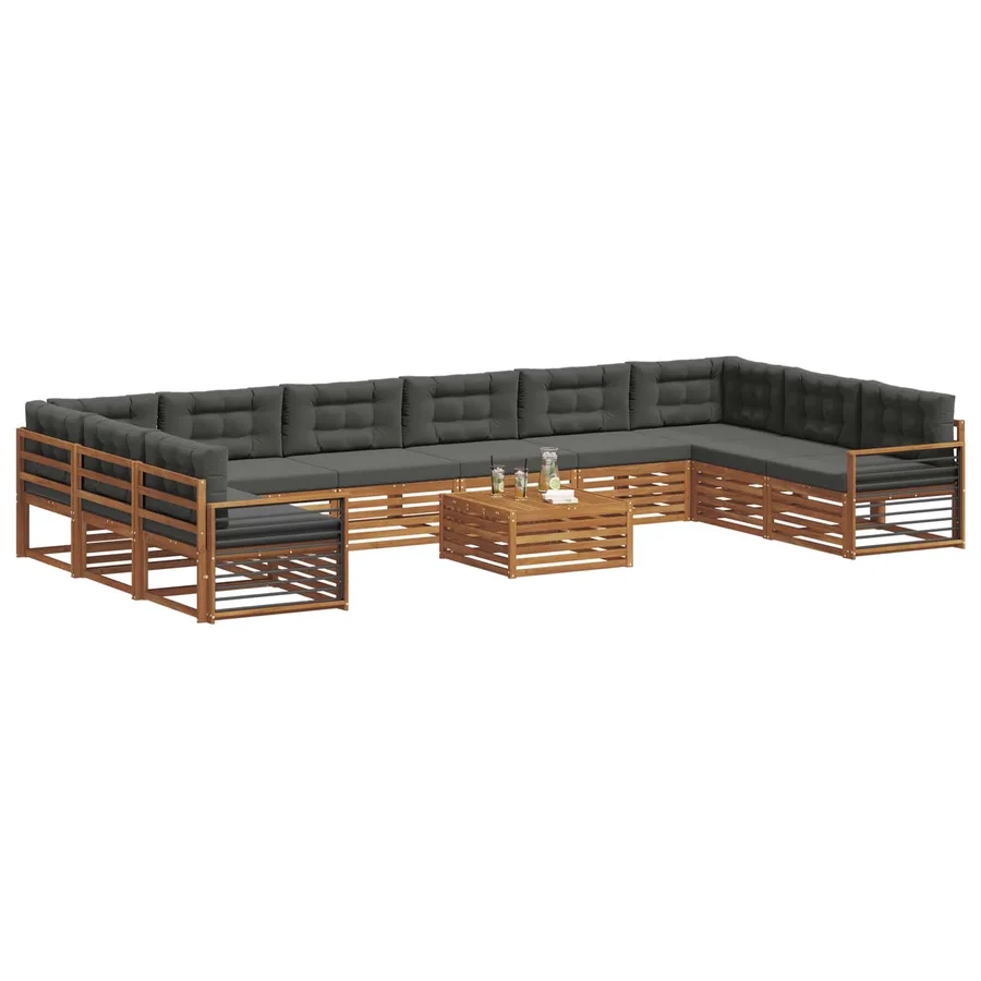 Ensembles de canapés avec coussin 11 pcs Naturel et Anthracite - 3