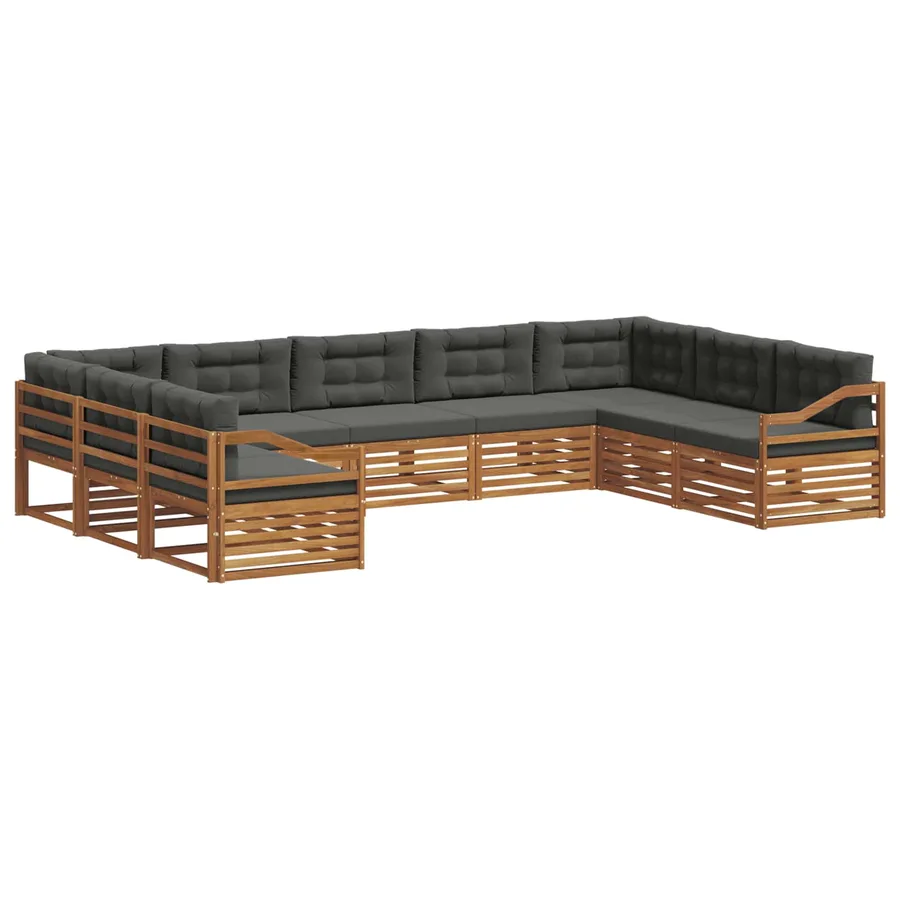 Ensemble de canapés d'extérieur 9 pcs Naturel et Anthracite - 2