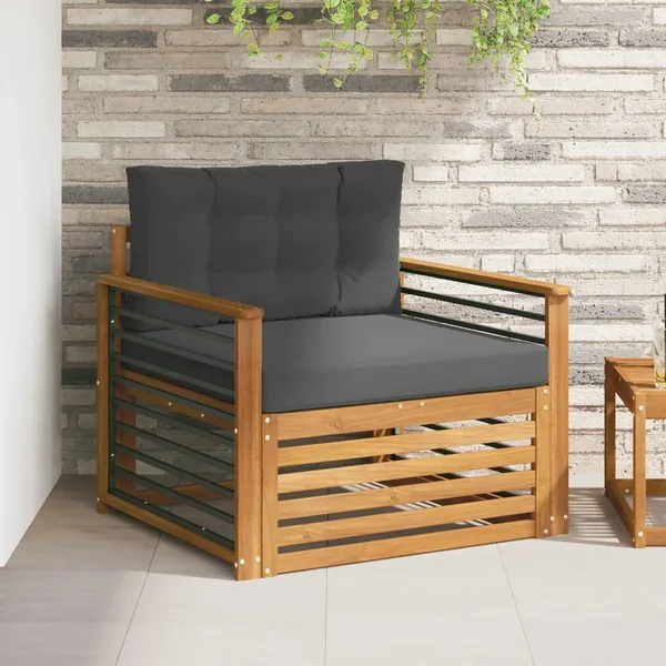 Canapé d’extérieur Bois d'acacia massif et polyester