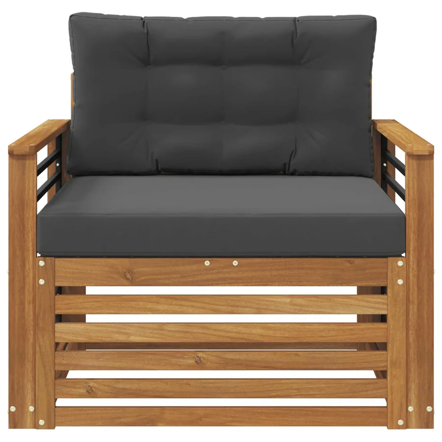 Canapé d’extérieur Bois d'acacia massif et polyester - 3