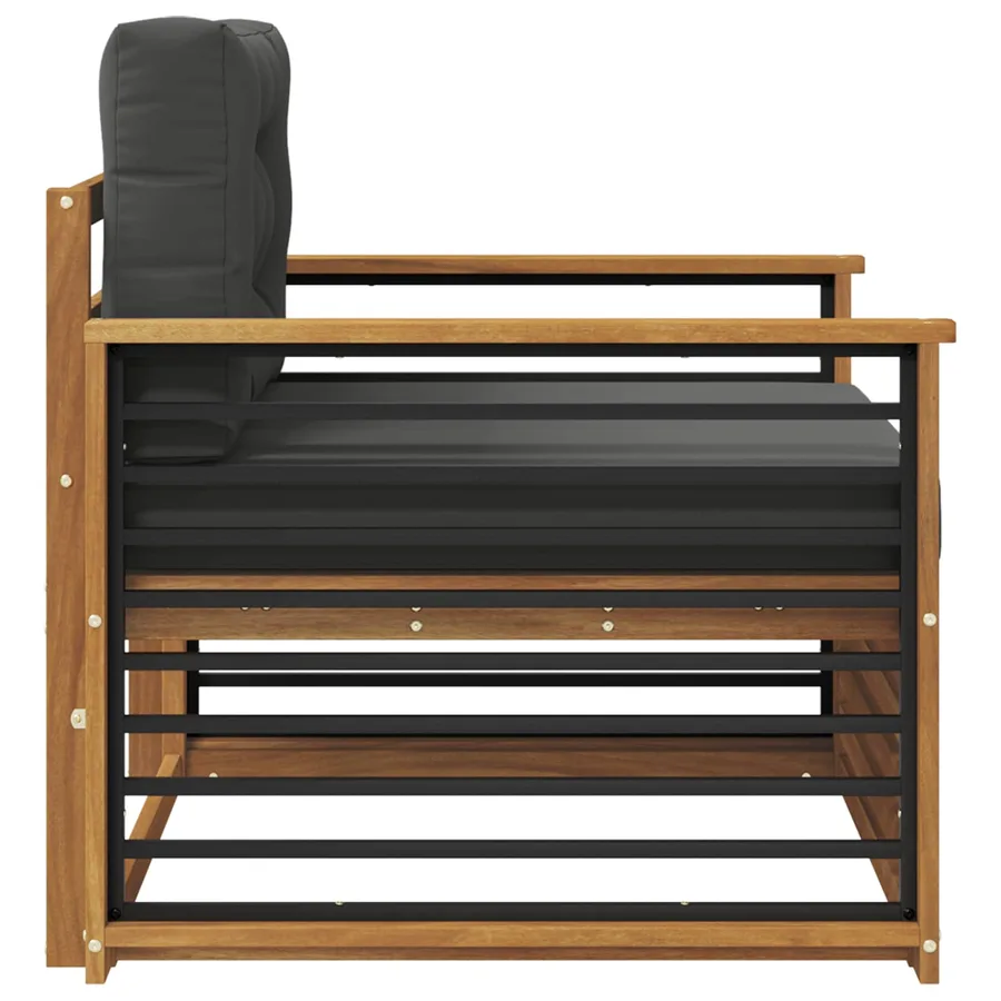 Canapé d’extérieur Bois d'acacia massif et polyester - 4