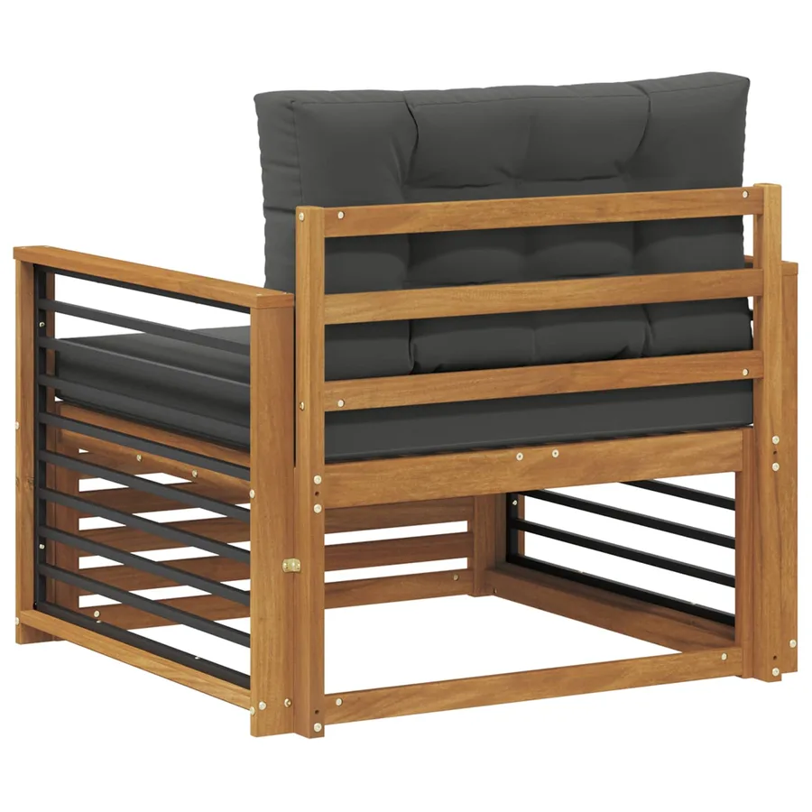 Canapé d’extérieur Bois d'acacia massif et polyester - 5