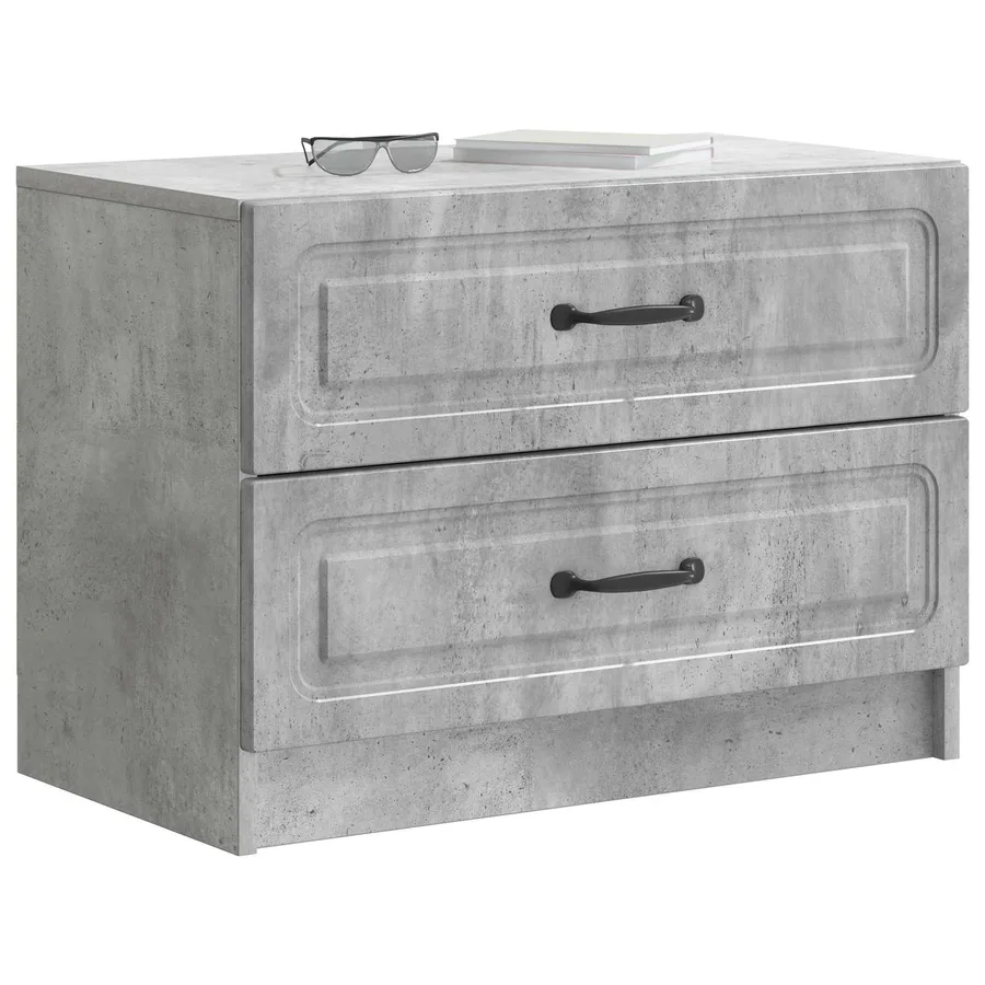 Cabinet de chevet avec tiroir Gris béton 62 x 34,5 x 44,5 cm - 3
