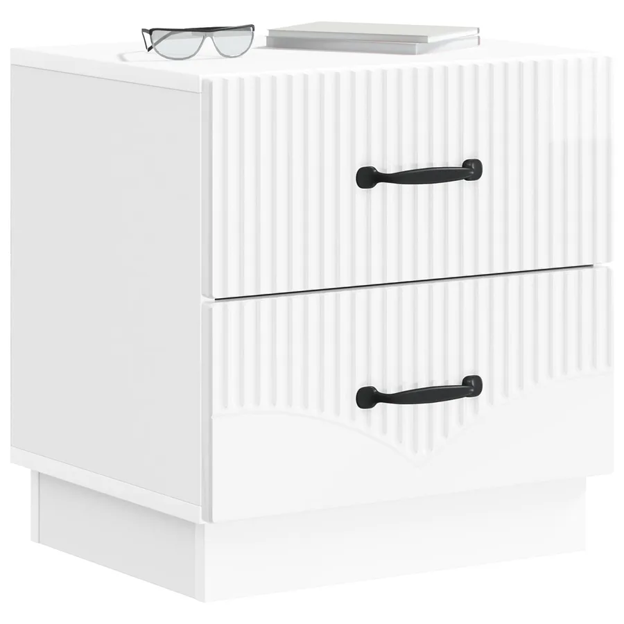 Cabinet de chevet 2 pcs Blanc brillant 43 x 34,5 x 44,5 cm - 3