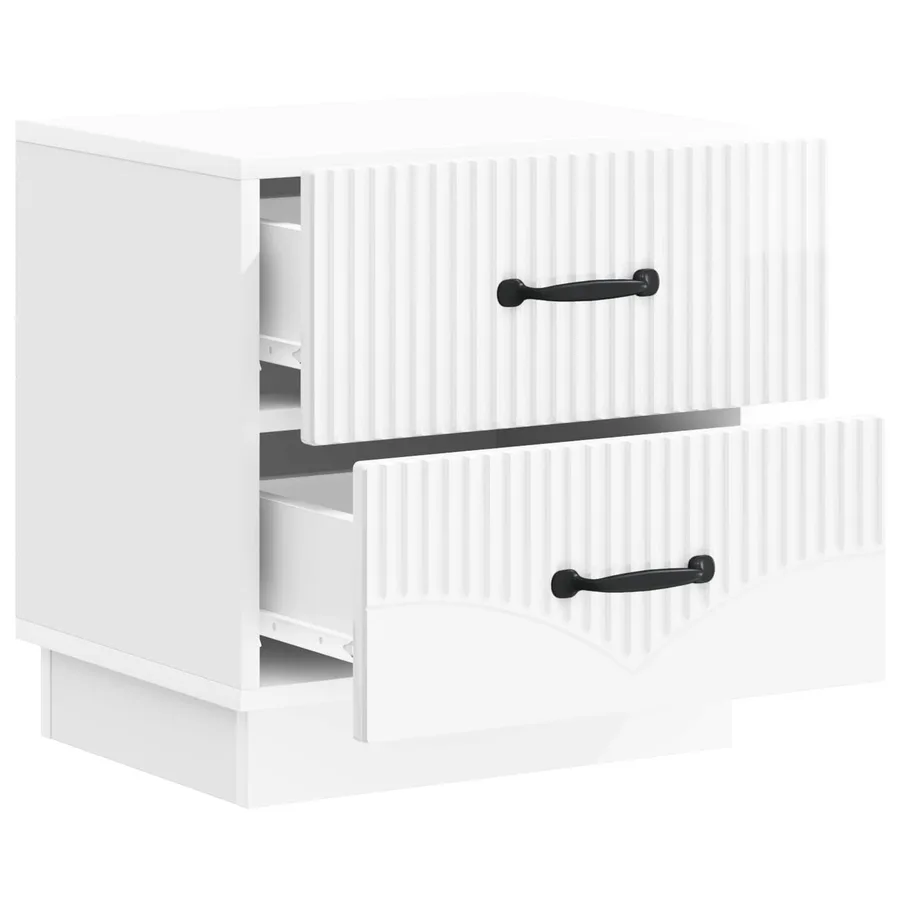 Cabinet de chevet 2 pcs Blanc brillant 43 x 34,5 x 44,5 cm - 6