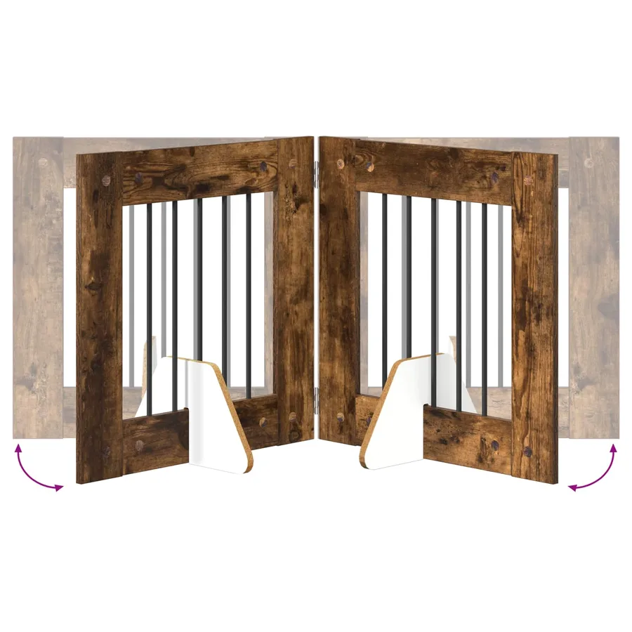 Porte de chien pliable avec supports 2 pcs Chêne fumé 120,5 cm - 7