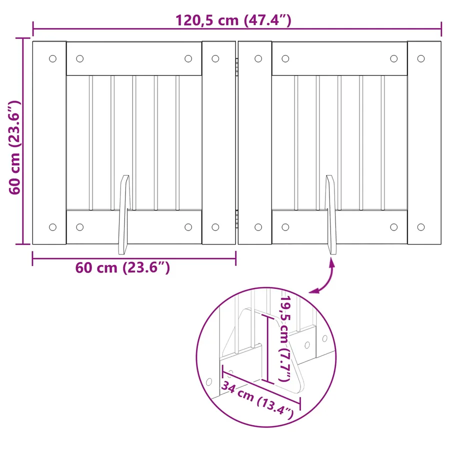 Porte de chien pliable avec supports 2 pcs Chêne fumé 120,5 cm - 9