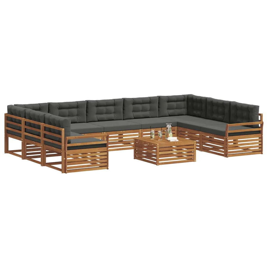 Ensemble de canapés d'extérieur 10 pcs Naturel et Anthracite - 3