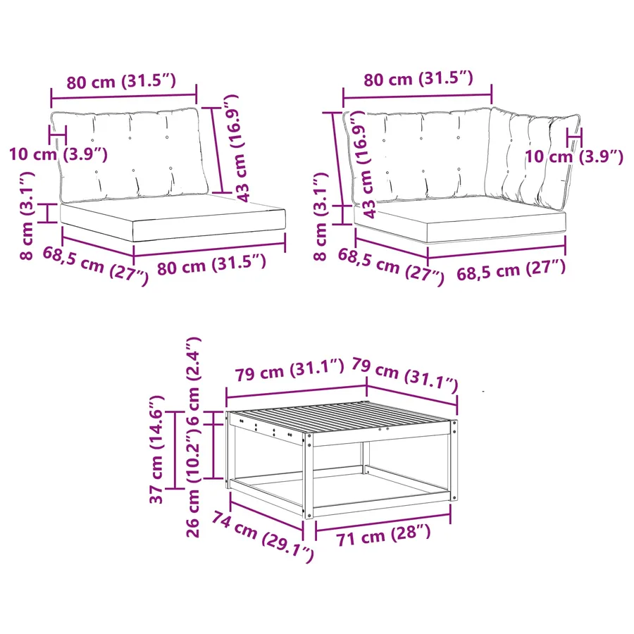 Ensemble de canapés d'extérieur 7 pcs Naturel et Beige - 16