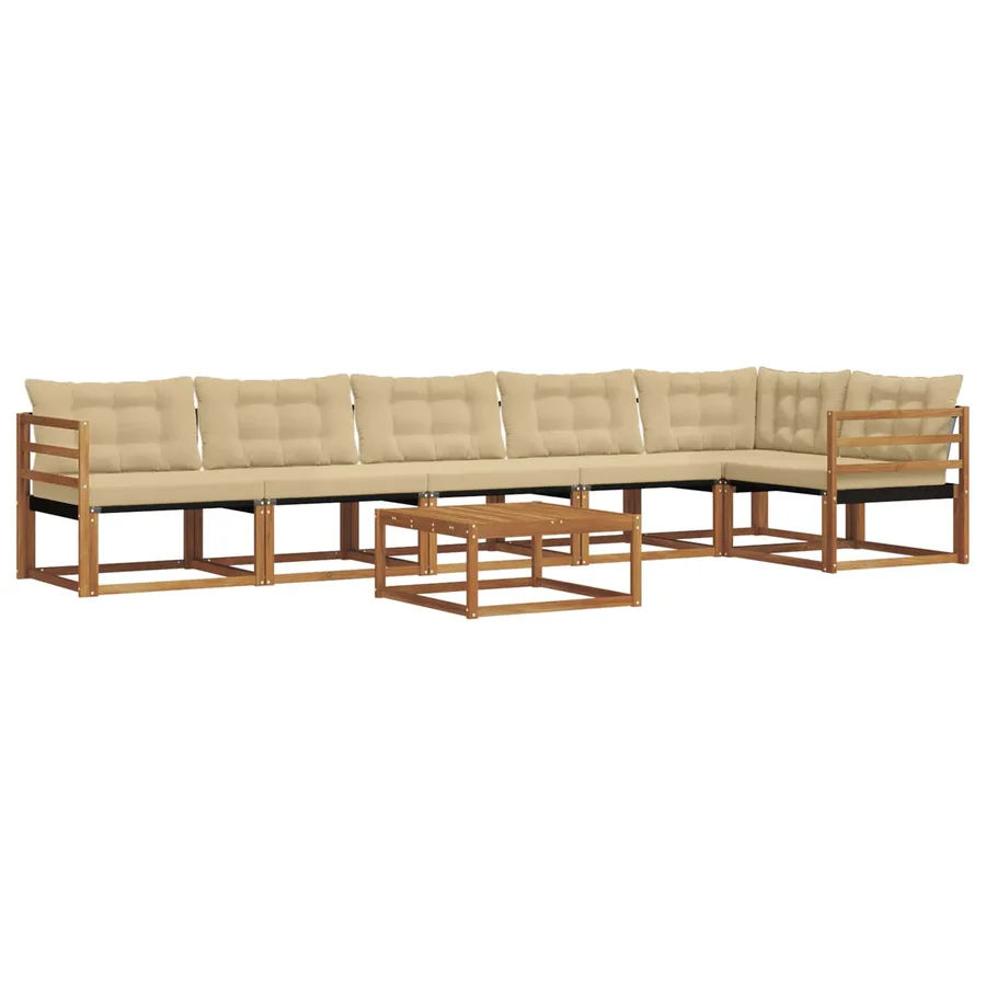 Ensemble de canapés d'extérieur 7 pcs Naturel et Beige - 2
