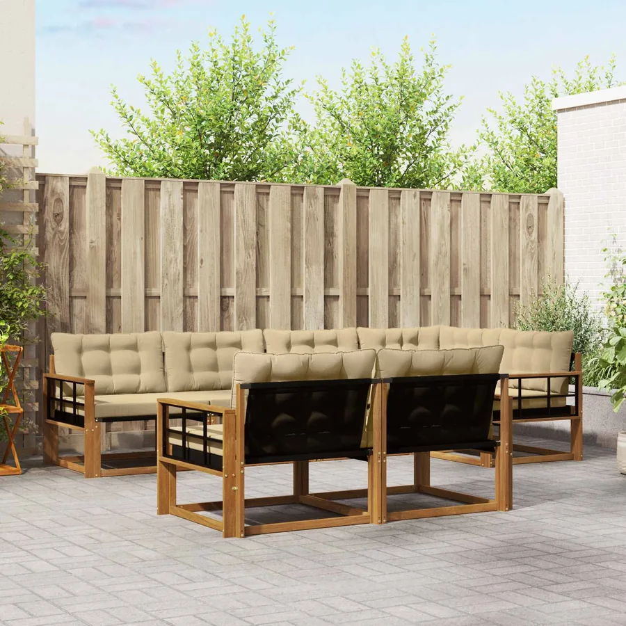 Ensemble de canapés d'extérieur 7 pcs Naturel et Beige