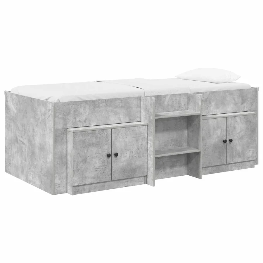 Cadre de lit en loft avec armoire avec stockage 3 pc Gris béton - 2