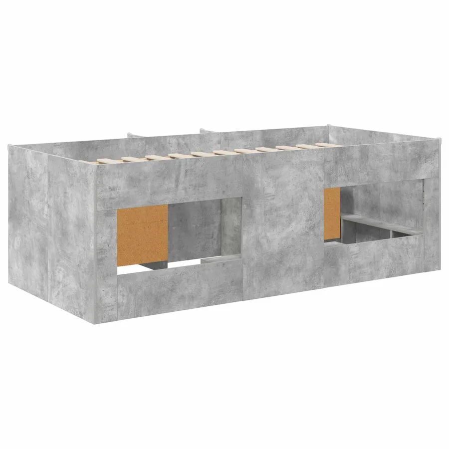 Cadre de lit en loft avec armoire avec stockage 3 pc Gris béton - 5