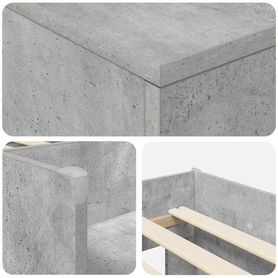 Cadre de lit en loft avec armoire avec stockage 3 pc Gris béton - 6