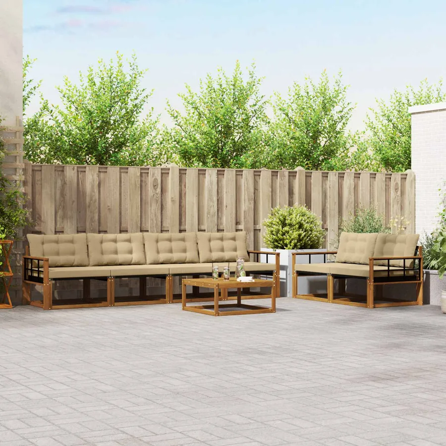 Ensemble de canapés d'extérieur 7 pcs Naturel et Beige