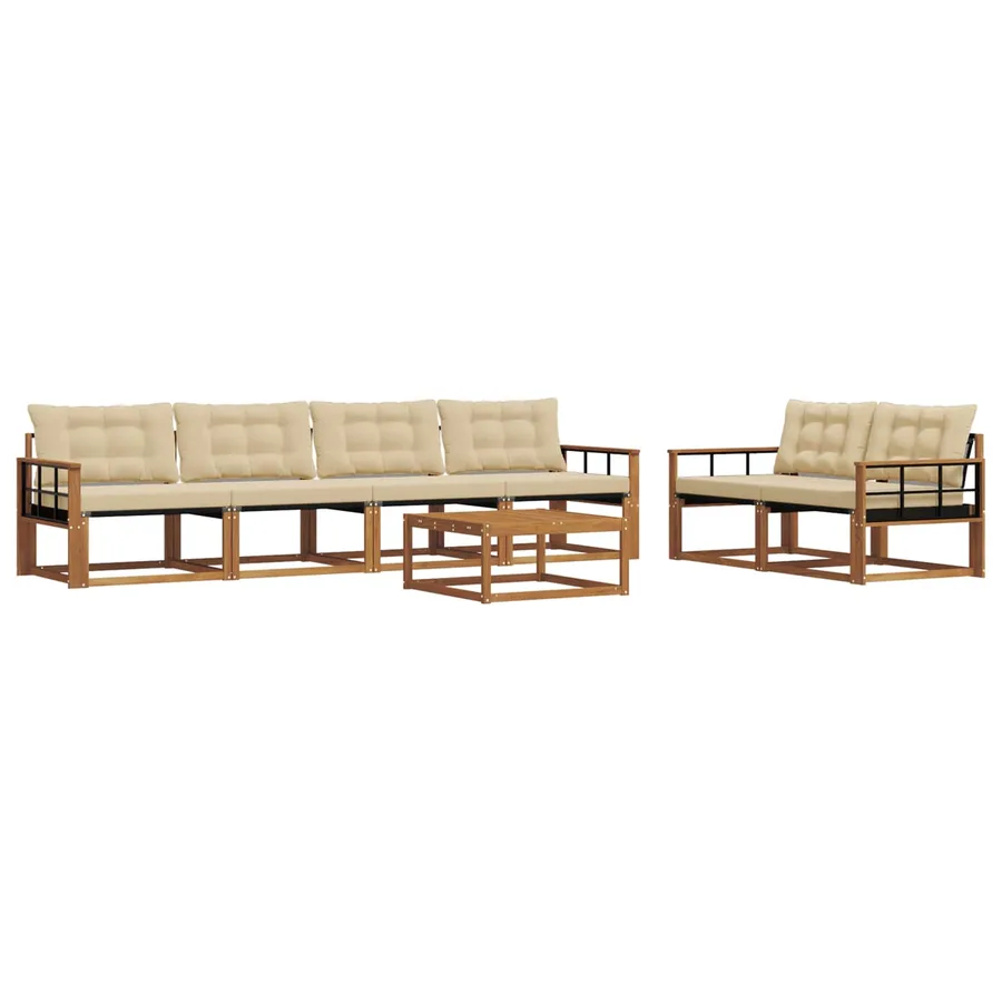 Ensemble de canapés d'extérieur 7 pcs Naturel et Beige - 2