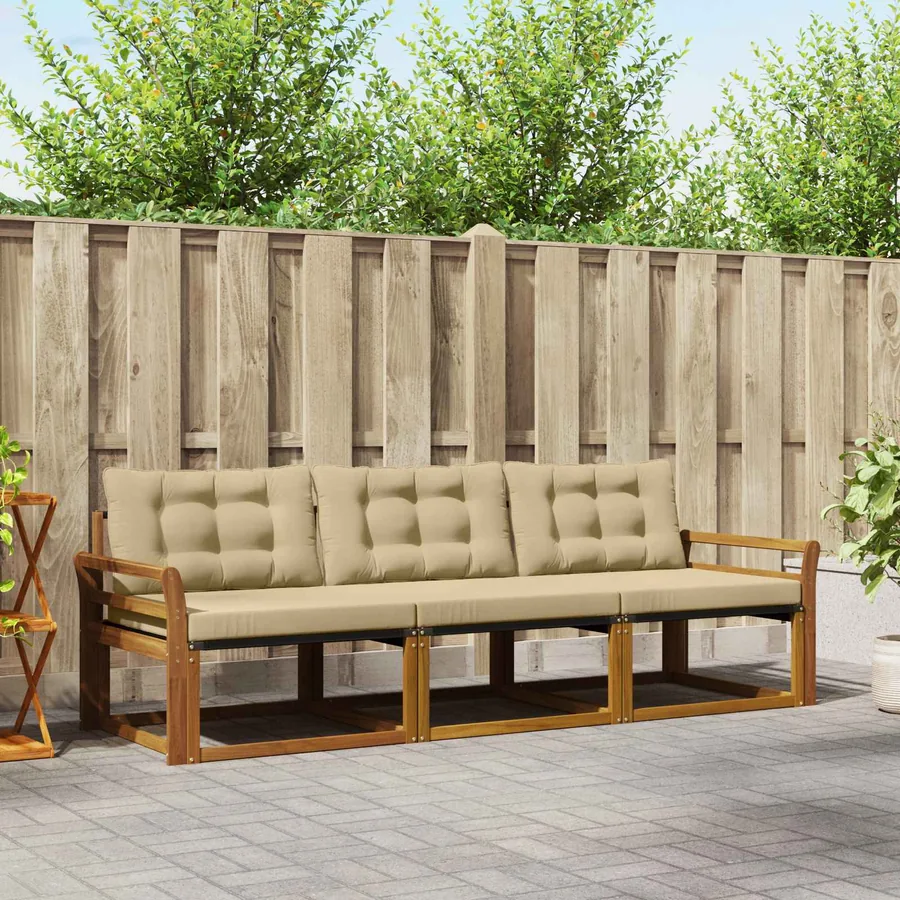 Ensemble de canapés d'extérieur 3 pcs Naturel et Beige