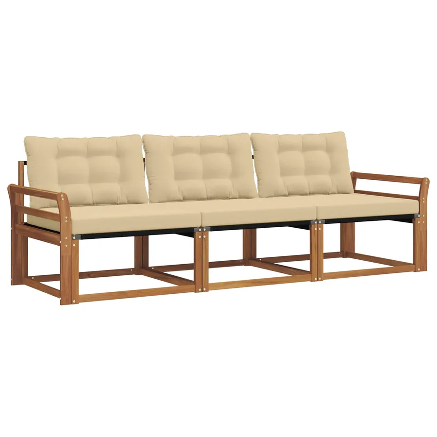 Ensemble de canapés d'extérieur 3 pcs Naturel et Beige - 2