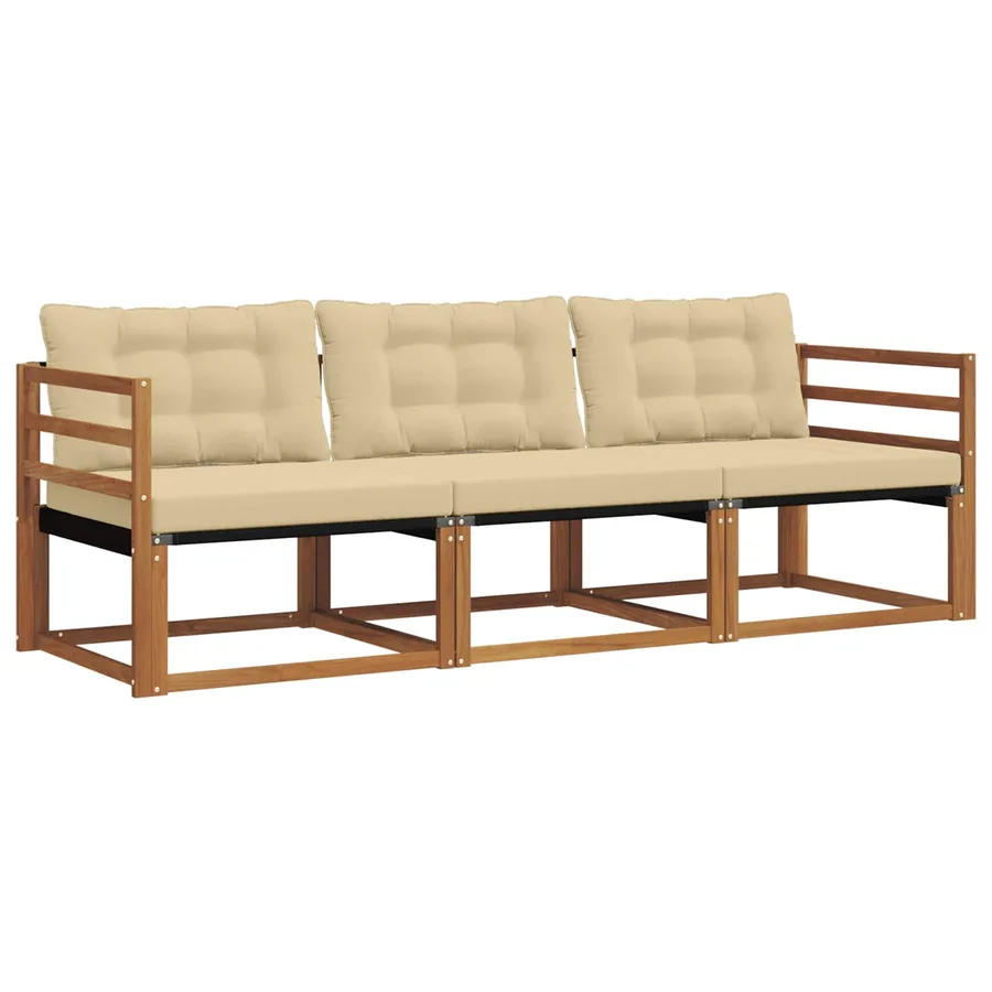 Ensemble de canapés d'extérieur 3 pcs Naturel et Beige - 2