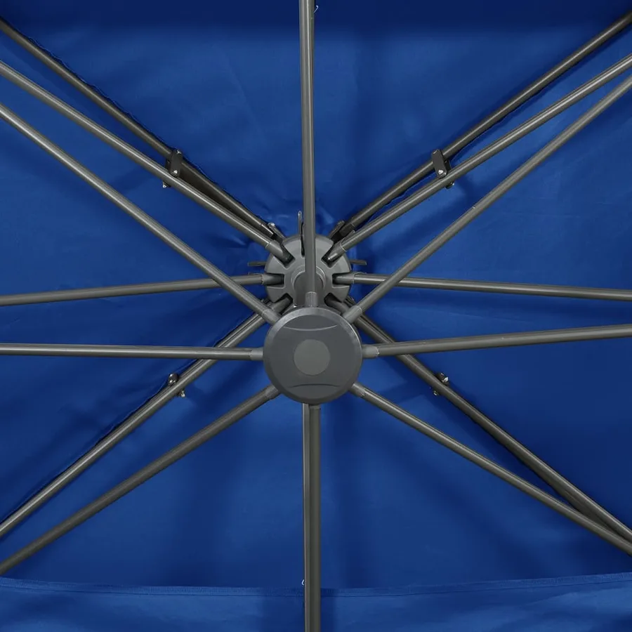 Parasol de jardin en porte-à-faux avec double toit bleu azuré - 7