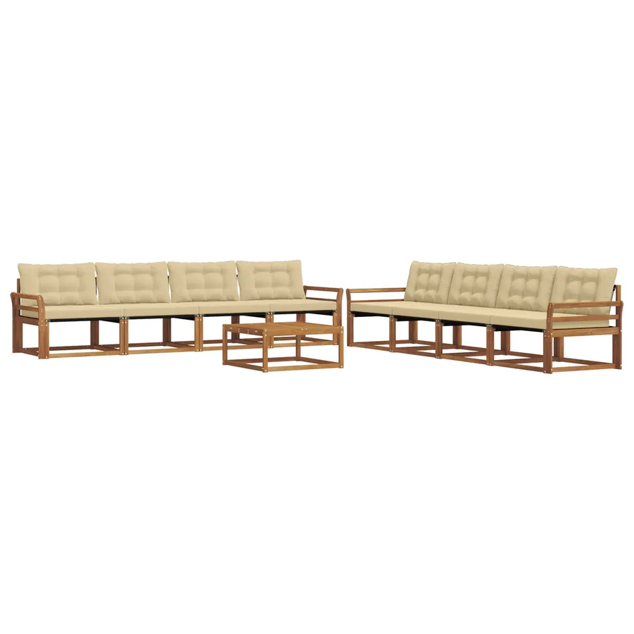 Ensemble de canapés d'extérieur 9 pcs Naturel et Beige - 2