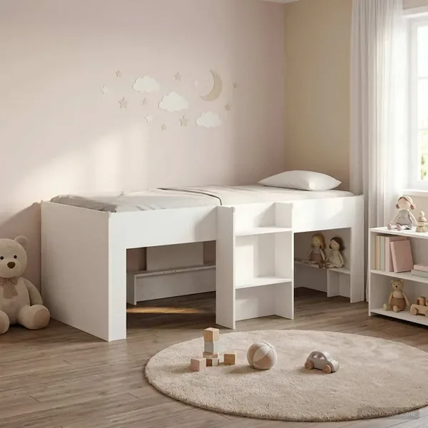 Cadre de Lit Élevé pour Enfants Blanc 80 x 200 cm