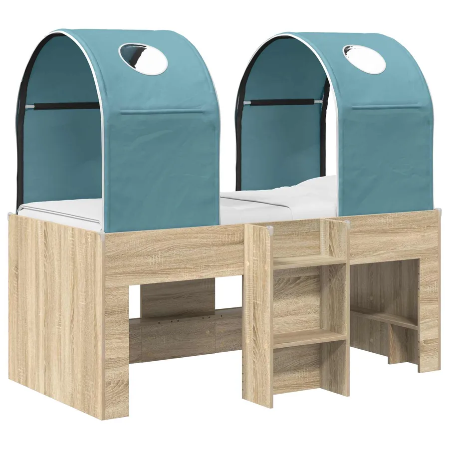 Lit avec Tunnel 3 pc Sonoma et Bleu Clair Bois d'ingénierie - 2