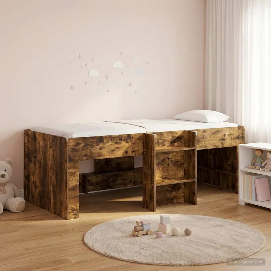 Cadre de Lit Élevé pour Enfants Chêne fumé 80 x 200 cm