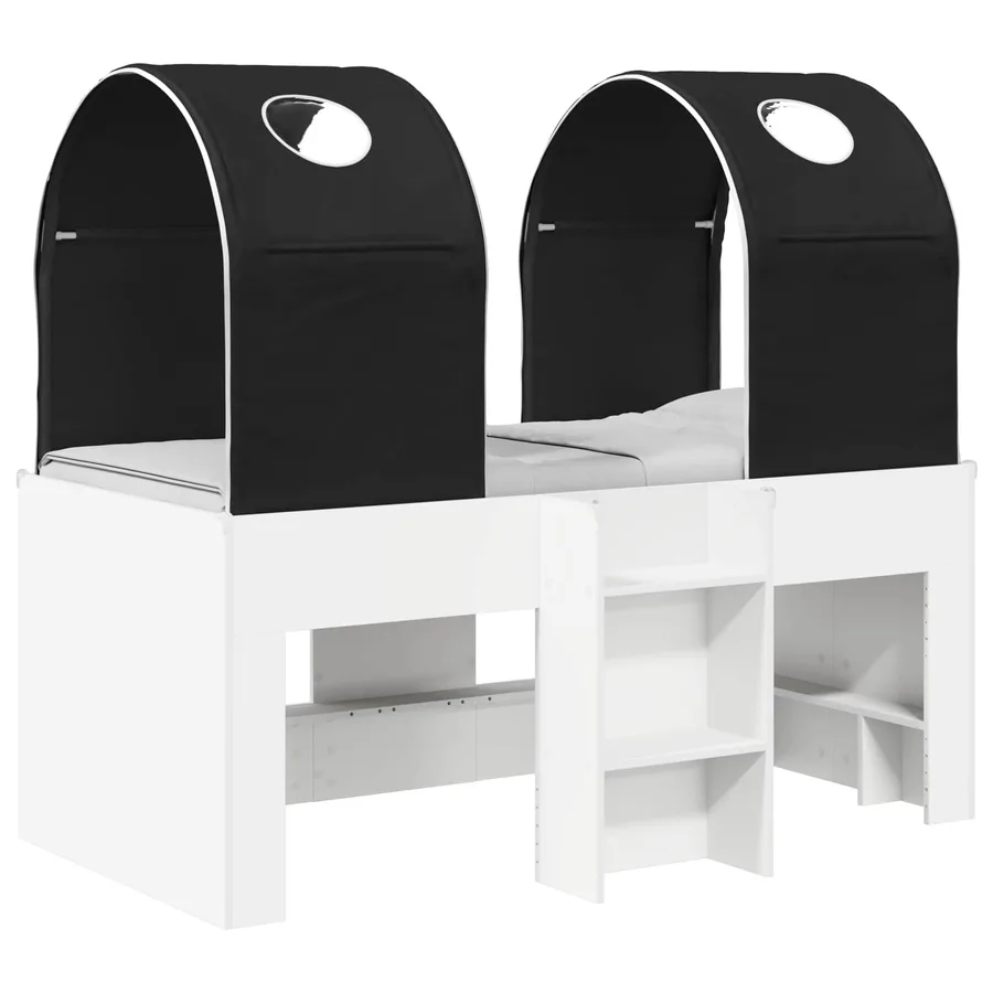 Lit avec Tunnel 3 pc Blanc et noir Bois d'ingénierie - 2