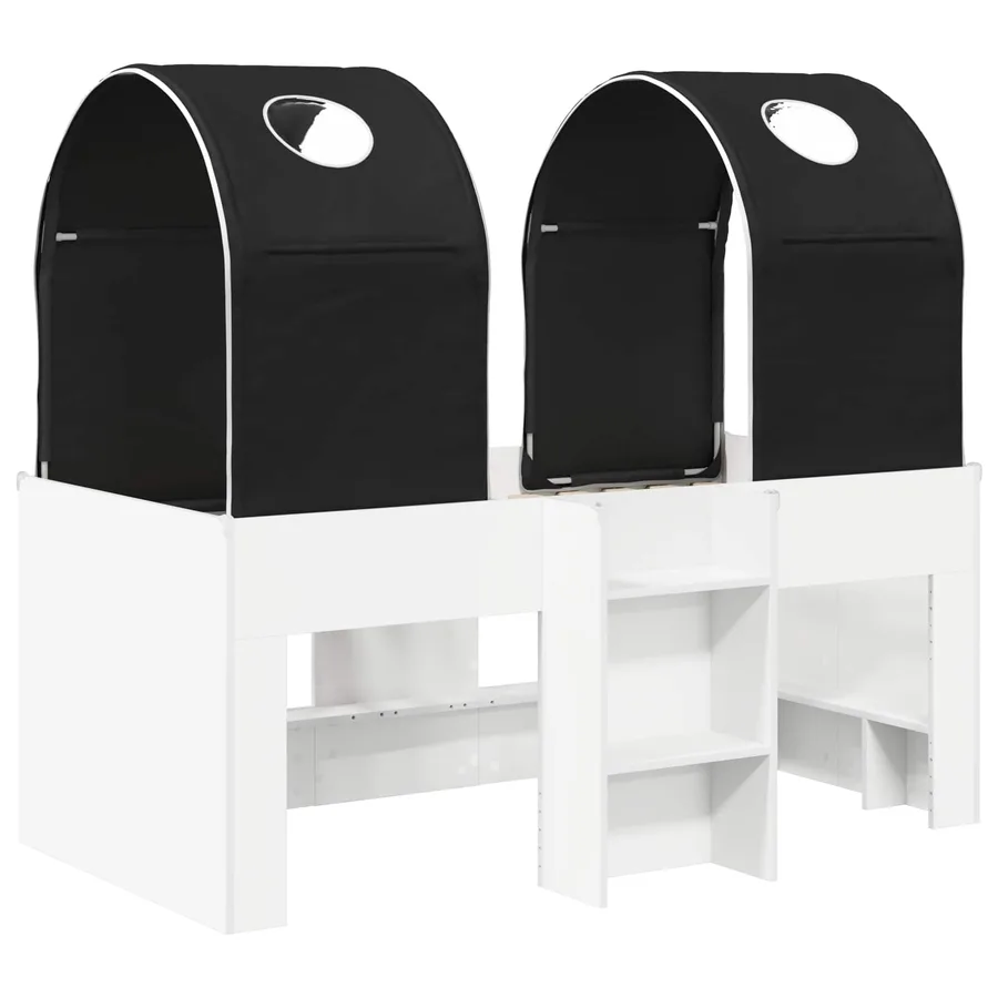 Lit avec Tunnel 3 pc Blanc et noir Bois d'ingénierie - 3