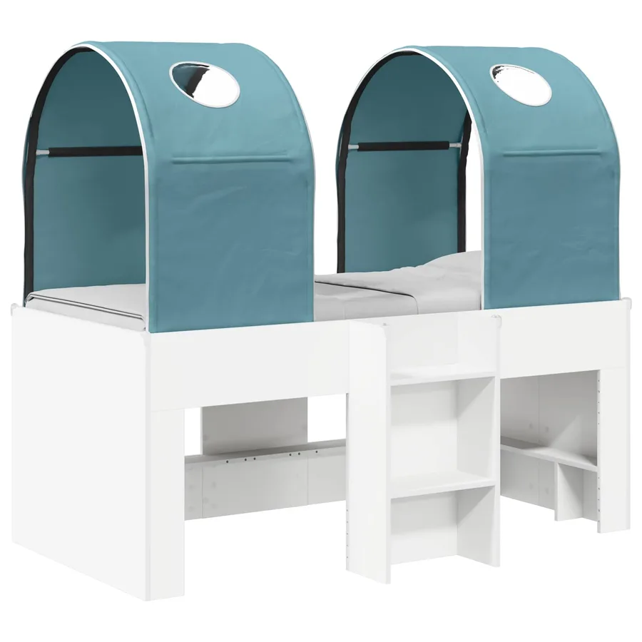Lit avec Tunnel 3 pc Blanc et bleu clair Bois d'ingénierie - 2