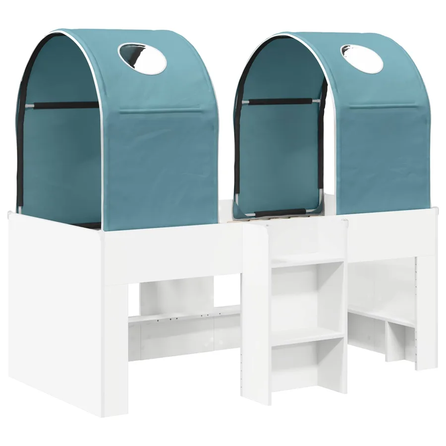 Lit avec Tunnel 3 pc Blanc et bleu clair Bois d'ingénierie - 3
