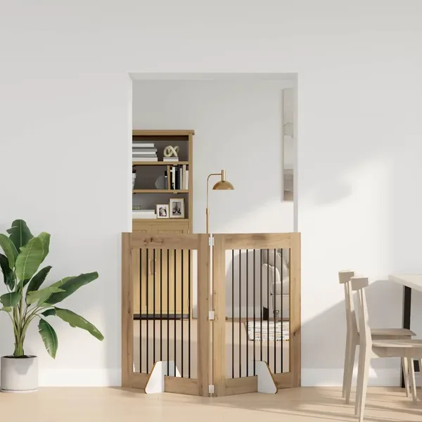 Porte de chien pliable avec supports 2 pcs Chêne artisanal