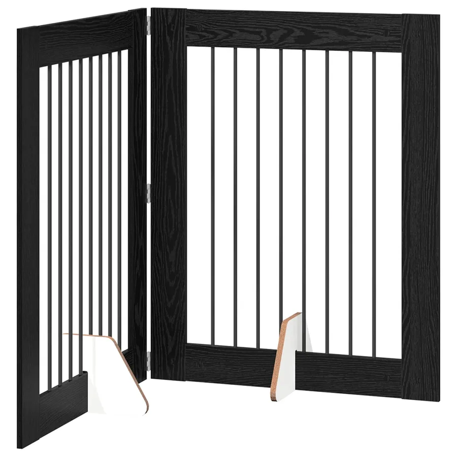 Porte de chien pliable avec supports 2 pcs Chêne noir 160,5 cm - 2
