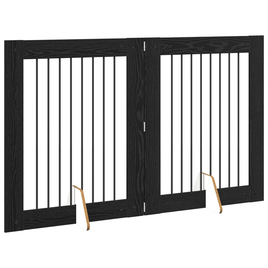 Porte de chien pliable avec supports 2 pcs Chêne noir 160,5 cm - 3