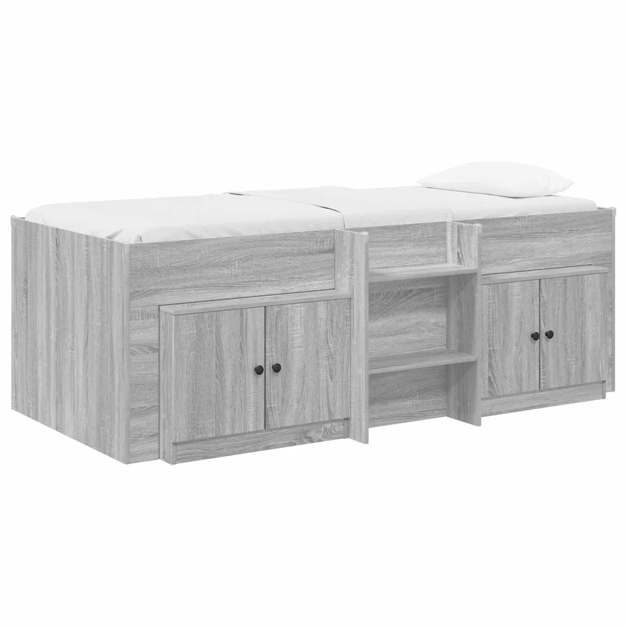 Cadre de lit en loft avec armoire avec porte 3 pc Sonoma gris - 2
